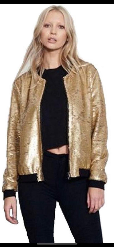 Ladies sequin glitter bomber club dance party festival costume biker jacket